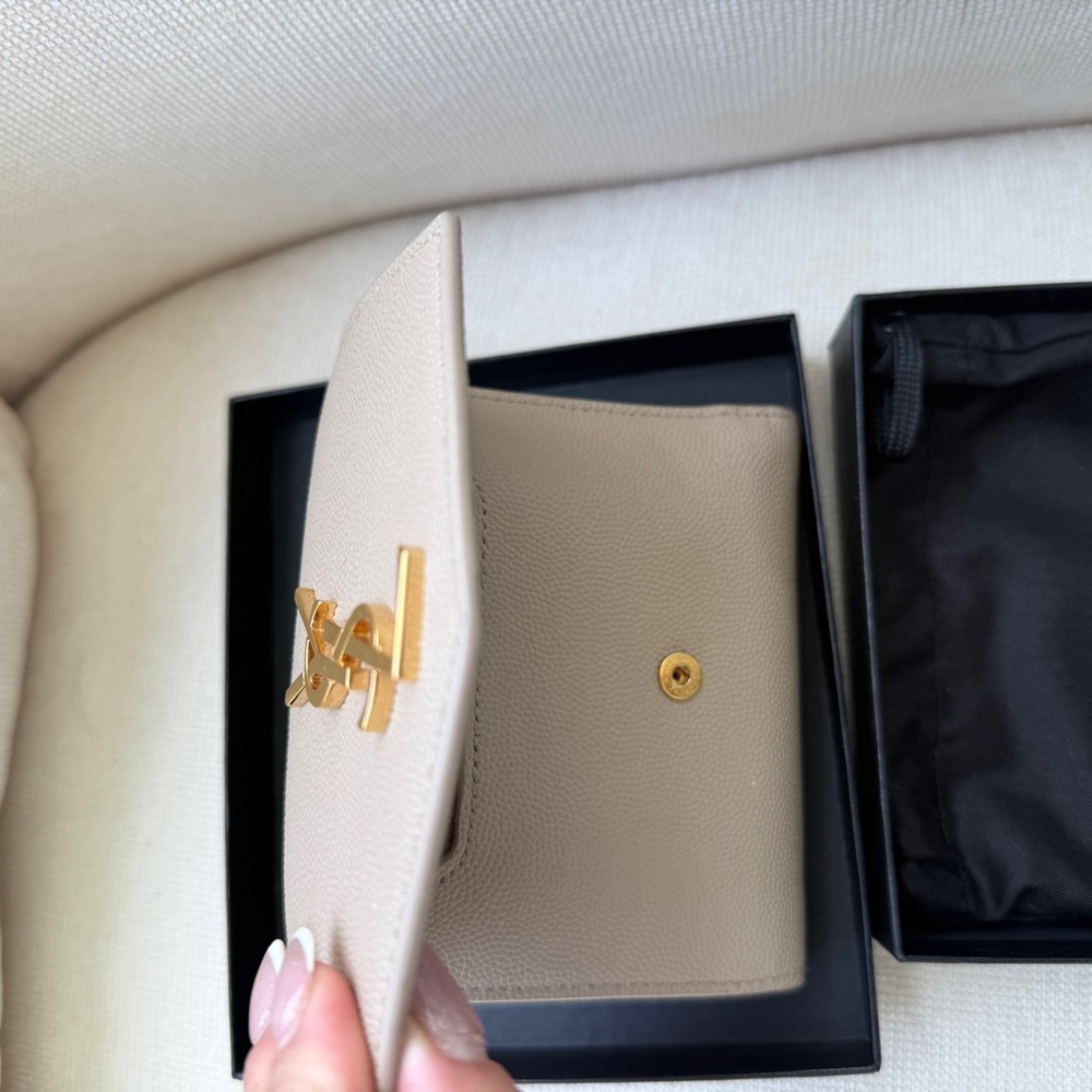 Saint Laurent envelope small Beige Wallet with Gold Accent